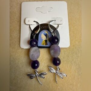 Silver and Amethyst Dragonfly Earrings